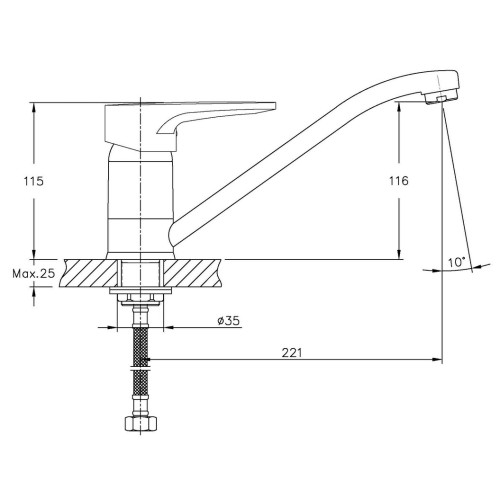 Змішувач для кухні HAIBA OPUS 555 NUT (Колір хром) (HB0335)