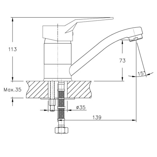 Змішувач для умивальника HAIBA ZEON 004-15CM (Колір хром) (HB0409)
