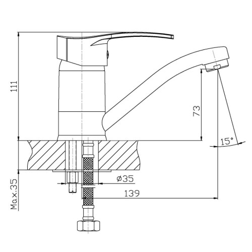 Змішувач для умивальника HAIBA ONIX 004-15СМ (Колір хром) (HB0768)