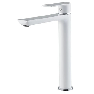 Змішувач для умивальника HAIBA ALEX 001 HIGH NUT WHITE-CHROME (Колір білий хром) (HB9564)