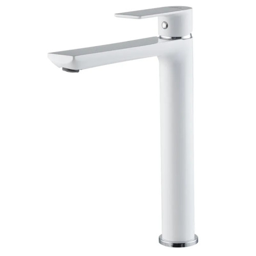 Змішувач для умивальника HAIBA ALEX 001 HIGH NUT WHITE-CHROME (Колір білий хром) (HB9564)