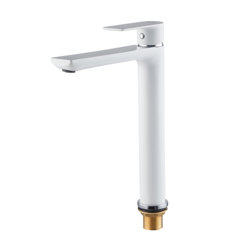 Змішувач для умивальника HAIBA ALEX 001 HIGH NUT WHITE-CHROME (Колір білий хром) (HB9564)