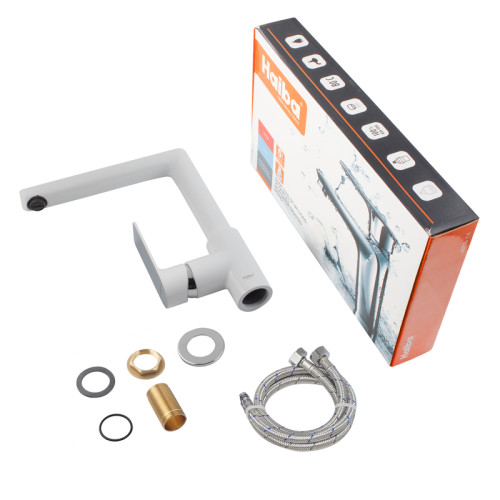 Змішувач для кухні HAIBA ALEX 018 NUT WHITE-CHROME (Колір білий хром) (HB9569)