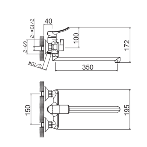 Змішувач для ванни HAIBA BOLERO 006 EURO (Колір хром) (HB9577)