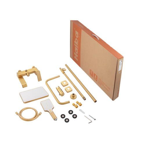 Душевая колонна со смесителем HAIBA GAUDI 009-J BRUSHED GOLD (Цвет матовое золото) (HB9584)
