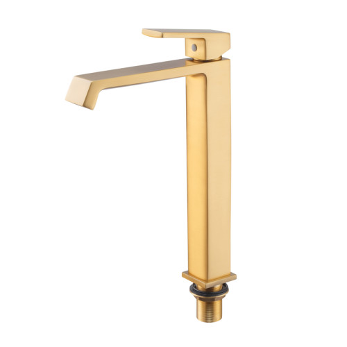 Змішувач для умивальника HAIBA GAUDI 001 HIGH NUT BRUSHED GOLD (Колір матове золото) (HB9597)