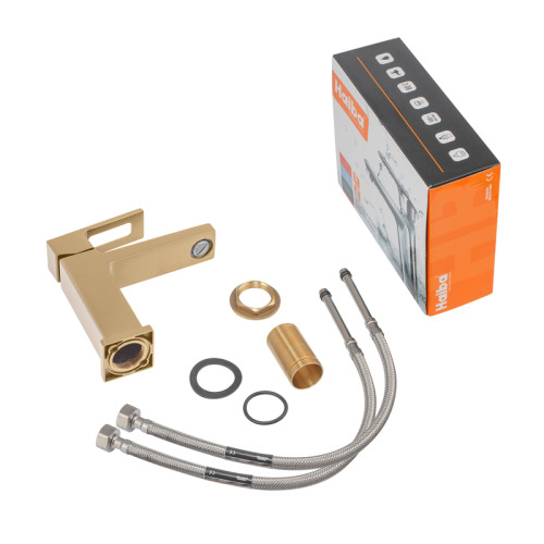 Змішувач для умивальника HAIBA KANT 001 NUT BRUSHED GOLD (Колір матове золото) (HB9605)