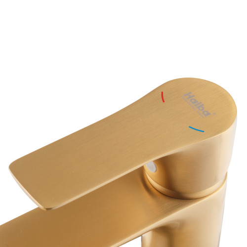 Змішувач для умивальника HAIBA MILANO 001 BRUSHED GOLD (Колір матове золото) (HB9619)