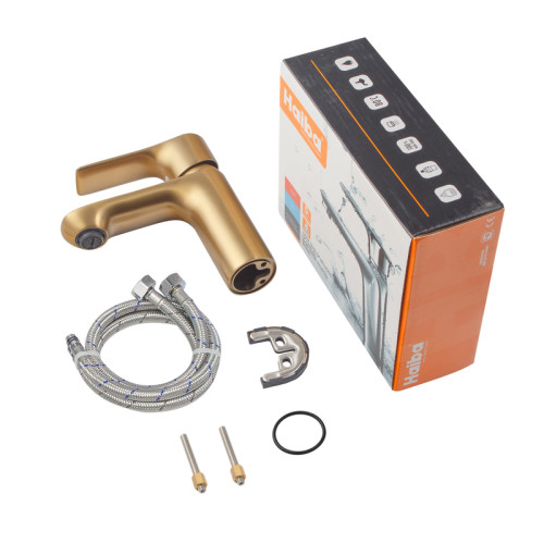 Змішувач для умивальника HAIBA MILANO 001 BRUSHED GOLD (Колір матове золото) (HB9619)