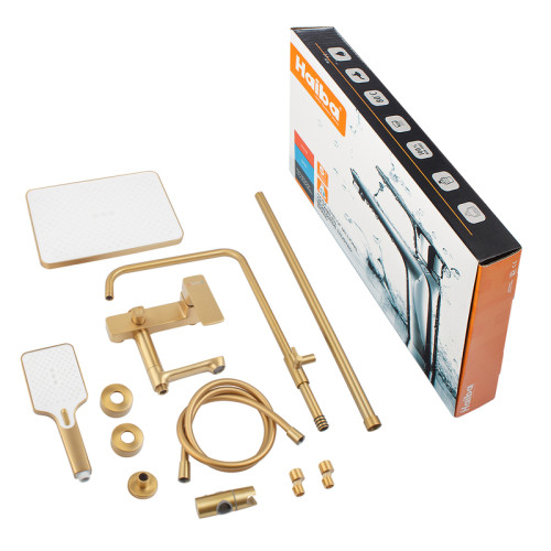 Душевая колонна со смесителем HAIBA KUBUS 009-J BRUSHED GOLD (Цвет матовое золото) (HB9627)