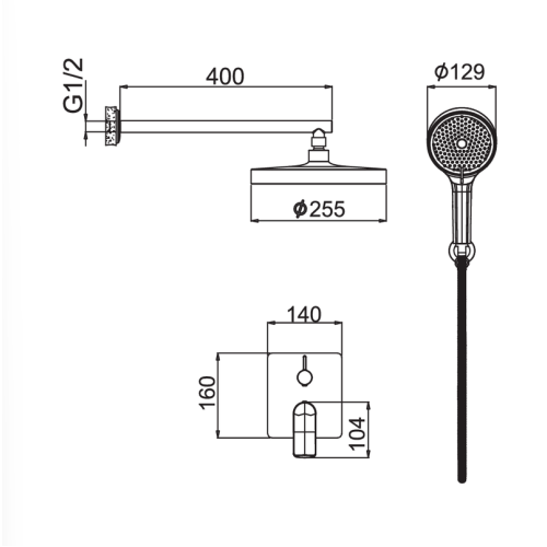 Змішувач для душу вбудований HAIBA BOLERO 003 (INNER) (Колір хром) (HB9640)
