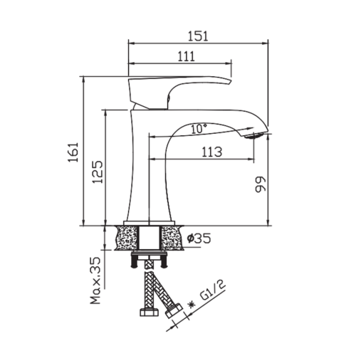 Змішувач для умивальника HAIBA MONACO 001 NUT (Колір хром) (HB9651)