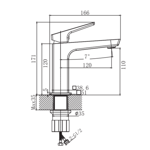 Змішувач для умивальника HAIBA TURIN 001 NUT (Колір хром) (HB9655)