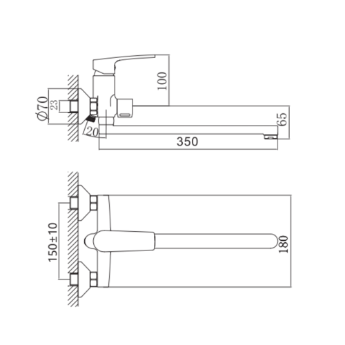 Змішувач для ванни HAIBA TROYA 006 EURO (Колір хром) (HB9660)