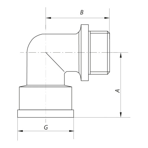 Кут 1'' НВ (хром) Koer KF.L10MF.CHR (KF0129)