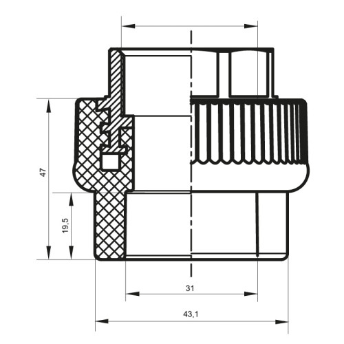 Муфта ВР 32x1F PPR Koer K0090.PRO (KP0108)