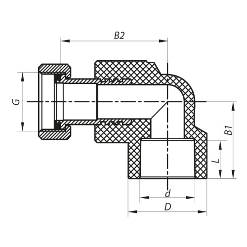 Кут з накидною гайкою 20x1/2F PPR Koer K0144.PRO (KP0182)