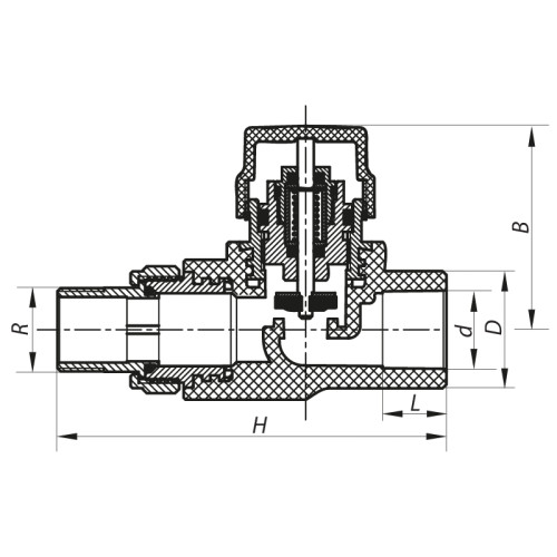 Кран термостатичний прямий PPR 25x3/4 Koer K0152.PRO (KP0193)
