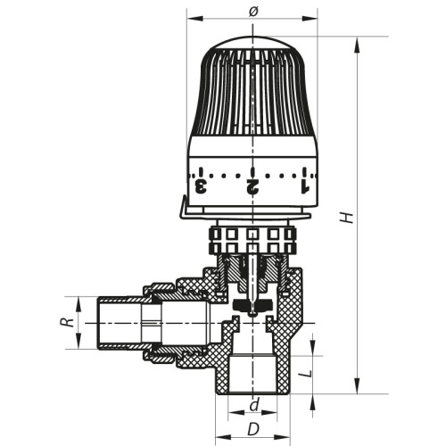 Кран термостатичний з кутовим термоголовкою 20x1/2 PPR Koer K0153.PRO (KP0195)