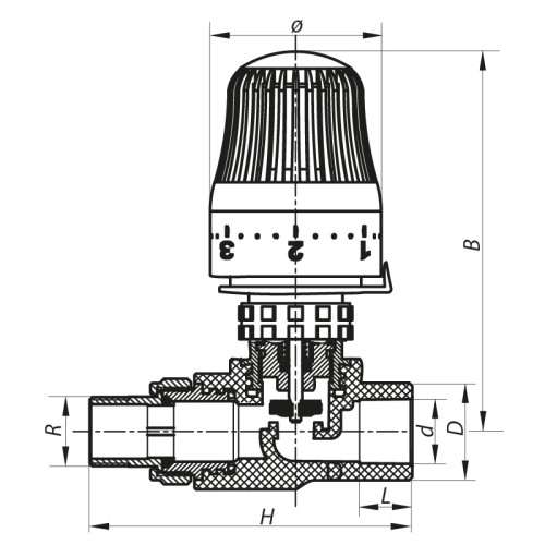 Кран термостатичний з термоголовкою прямої PPR 25x3/4 Koer K0156.PRO (KP0199)