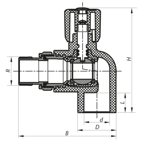 Кран радиаторный 20x1/2 угловой PPR Koer K0157.PRO (KP0201)