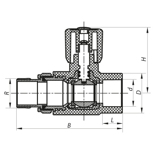 Кран радиаторный 20x1/2 прямой PPR Koer K0159.PRO (KP0204)