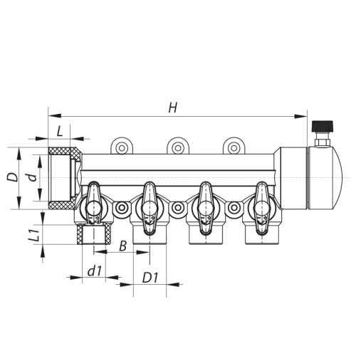 Колектор теплої підлоги 4 контури (40x20) PPR Koer K0171.PRO (KP0221)