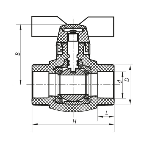 Кран шаровый PPR КШ Koer (бабочка) для горячей воды 25 (Koer K0182.PRO) (KP0235)