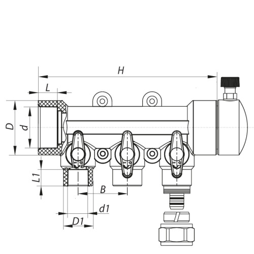 Колектор теплої підлоги 3 контури PPR Koer K0191.PRO (KP2556)