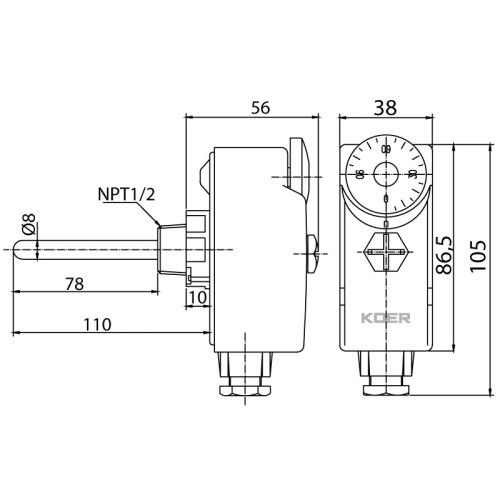 Термостат механический погружной Koer KR.1350 (0…+90*C) (KP2775)