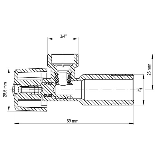 Кран для подключения сантехприборов Koer 1/2x3/4 (KR.511) (KR0102)