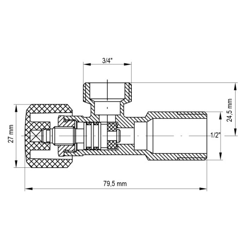Кран для підключення сантехприладів Koer 1/2x3/4 (KR.510) (KR0145)