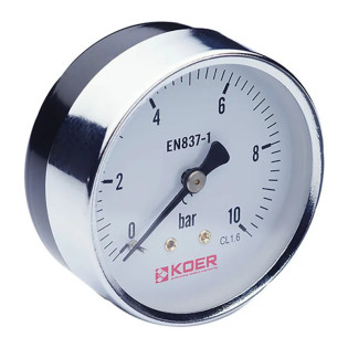 Манометр аксиальный (KOER KM.611A) (0-10 bar), D 63мм, 1/4''-1/2'' (KR0212)