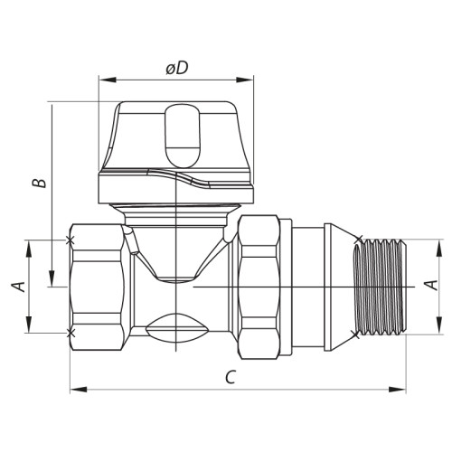 Кран термостатичний прямий 3/4“ Koer KR.923-GI (KR2685)