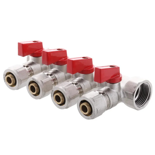 Коллектор с шаровыми кранами и фитингом Koer KR.1125-4 - 3/4”x4 Ways (KR2837)