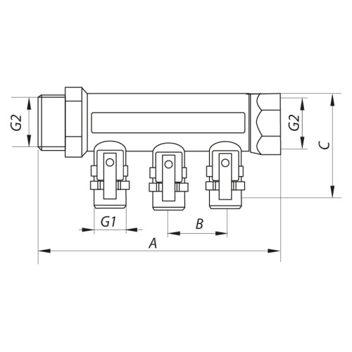 Колектор теплої підлоги Koer KR.1126-2 1”x2 ways (KR2838)