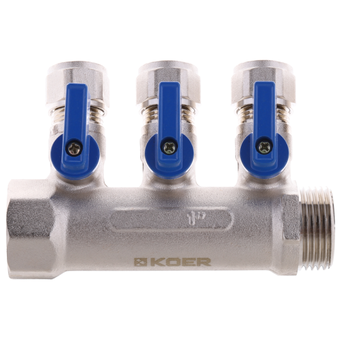 Колектор теплої підлоги з фітингом Koer KR.1126-3 1”x3 ways (KR2839)