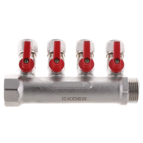Коллектор теплого пола Koer KR.1126-4 1”x4 ways (KR2840)