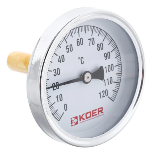 Термометр аксиальный с погружной гильзой KOER KT.671A D=63мм 1/2'' (KR2899)