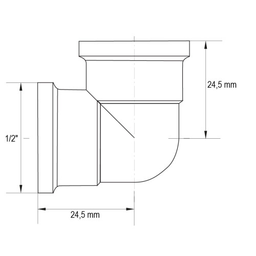 Кут ВВ Koer KF.L06F.WN - 1/2'' (Без нікелю) (KR3027)