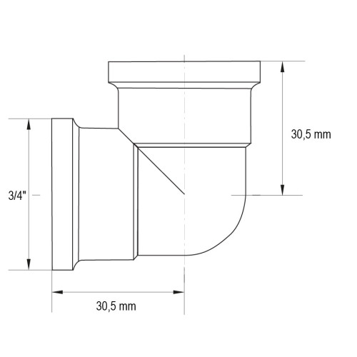 Кут Koer KF.L08F.WN - 3/4'' ВВ (без нікелю) (KR3032)