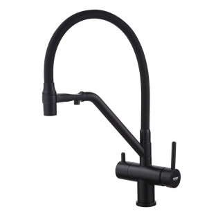 Смеситель для кухни с выходом для питьевой воды KOER KB-72006-05 (Цвет черный+силиконовый излив черный) (KR3380)