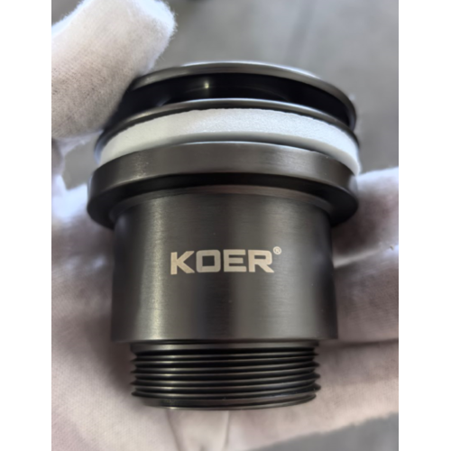 Донний клапан для раковини універсальний (з/без переливу) Koer PW-01-07 автоматичний (Click-Clack) (Колір графітовий) 1 1/4'' (KR3404)