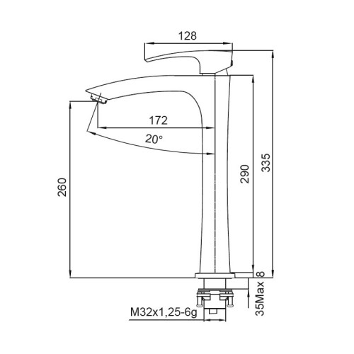 Смеситель для умывальника высокий KOER KB-11007-05 (Цвет черный) (KR3441)