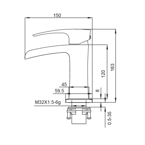 Змішувач для умивальника водоспад KOER KB-14007-01 (Колір хром) (KR3446)