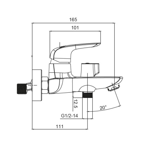 Змішувач для ванни з коротким зливом KOER KB-40008-01 (Колір хром) (KR3472)