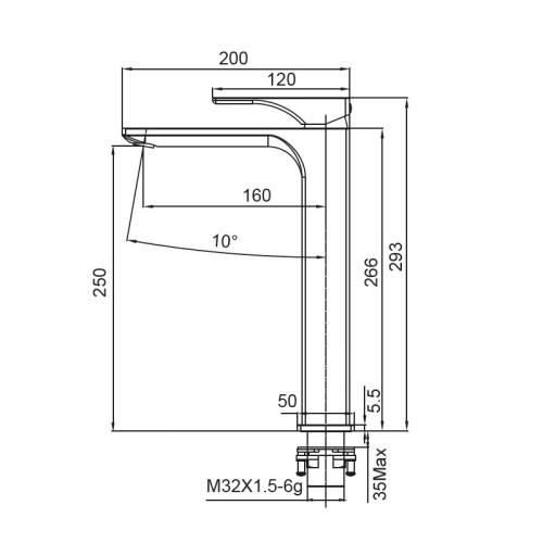 Смеситель для умывальника высокий KOER KB-11010-05 (Цвет черный) (KR3483)