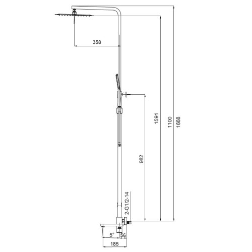 Душова колона із змішувачем KOER KB-56010-01, 3 функції (Колір хром) (KR3494)