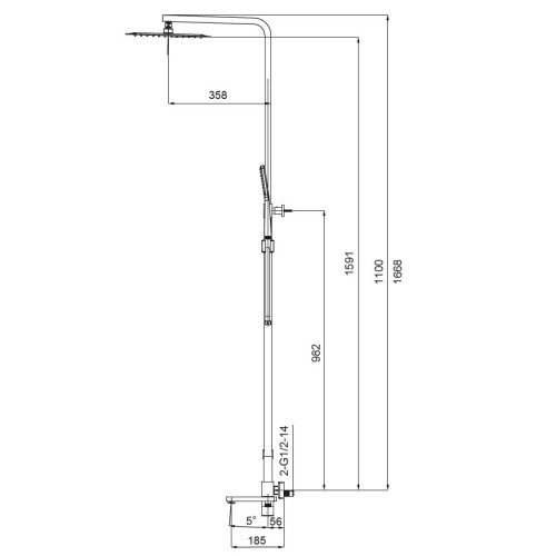 Душова колона із змішувачем KOER KB-56010-05, 3 функції (Колір чорний) (KR3495)