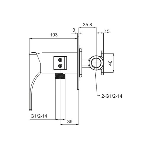 Смеситель для гигиенического душа встроенный KOER KB-23010-05 (Цвет черный) (KR3497)
